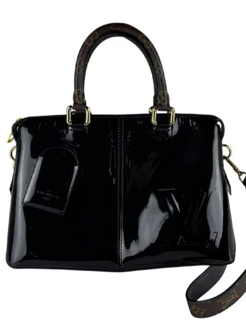 LOUIS VUITTON Tote Miroir Handbag Shoulder Bag Black/Brown